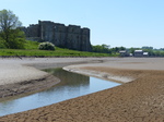 FZ029537 Carew castle and tidal mill from mud flats.jpg